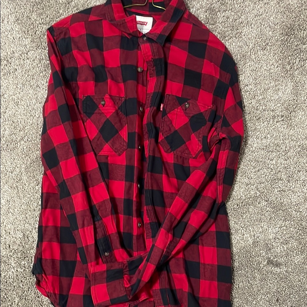 Levi's Red and Black Casual Button Down Shirt